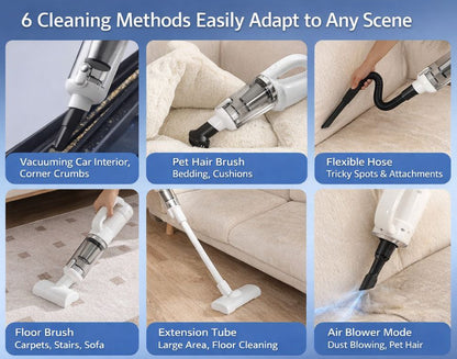 PetPro Turbo 2-in-1 Vacuum – Powerful 57,000 RPM cordless vacuum with blower function, ultra-quiet performance and multi-tool set for deep cleaning home & car, perfect for pet hair. 5-Day Return.