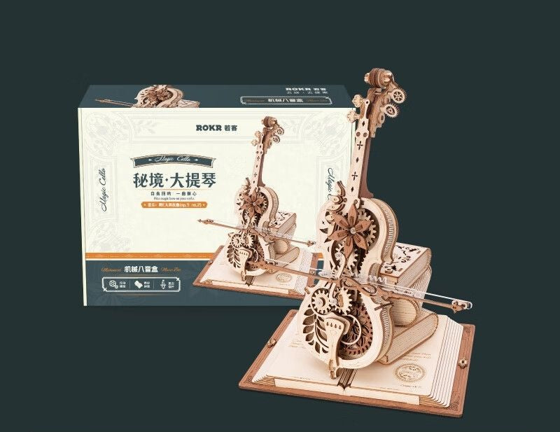 Mechanical Violin Music Box – Elegant Wooden DIY Musical Sculpture. No Return.