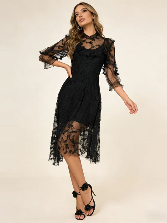 Midnight Muse Lace Dress — A bold silhouette with delicate lace details, made for confident nights and unforgettable entrances. No Return.